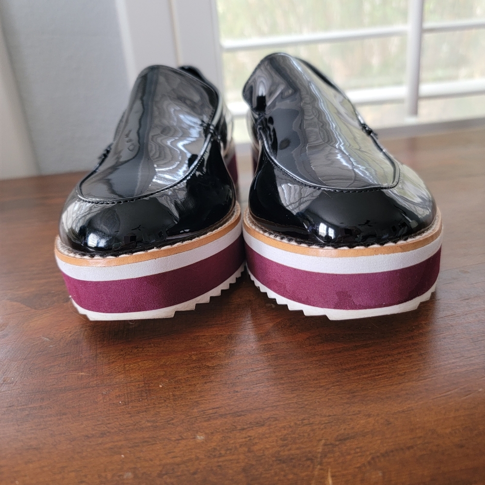 CROWN VINTAGE Black Patent Leather Short Platform Loafers Sz 9.5 - Picture 6 of 9